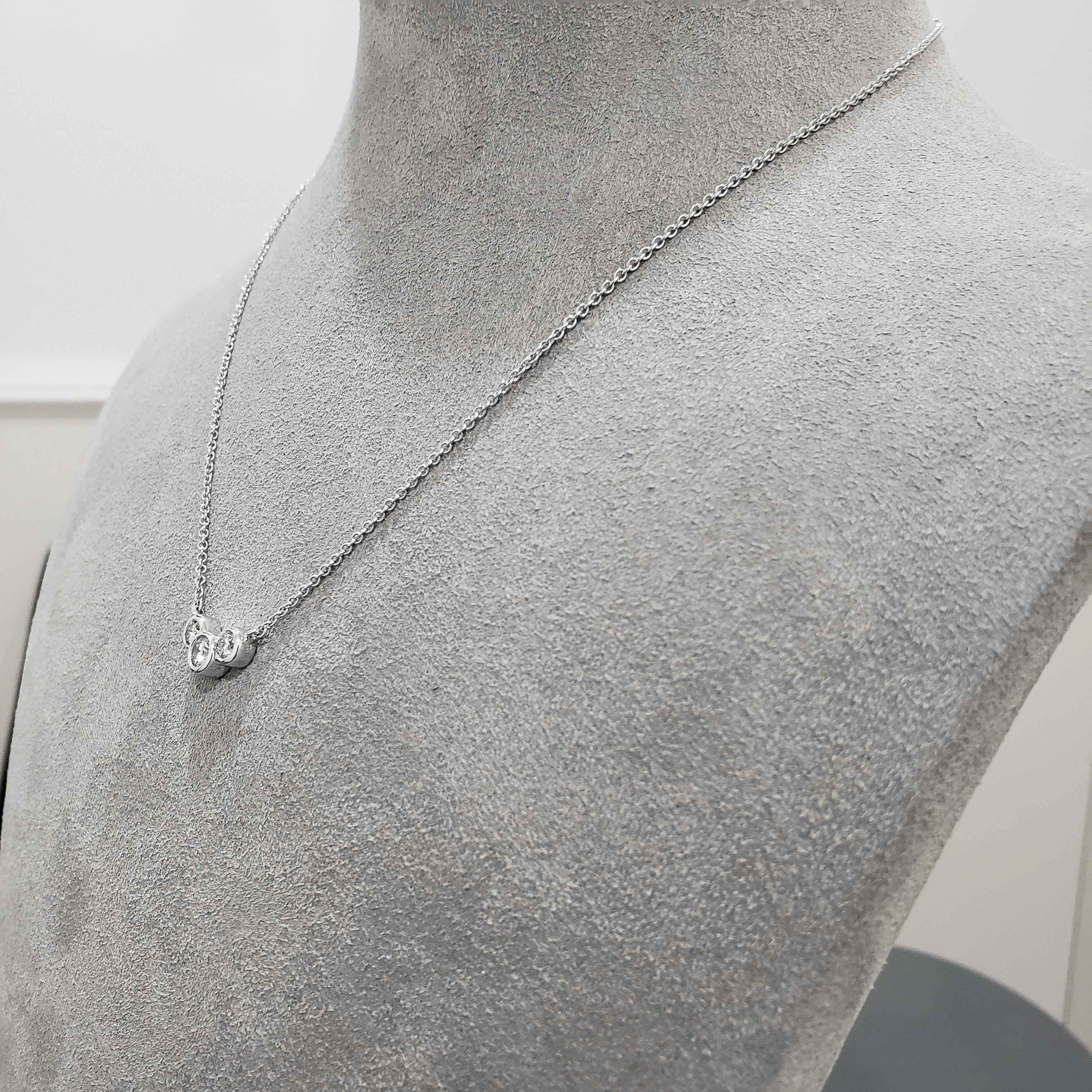Contemporary Round Diamond Three-Stone Pendant Necklace