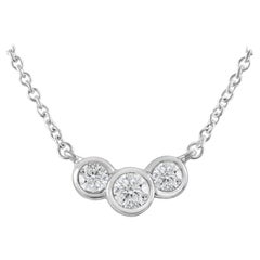 Round Diamond Three-Stone Pendant Necklace