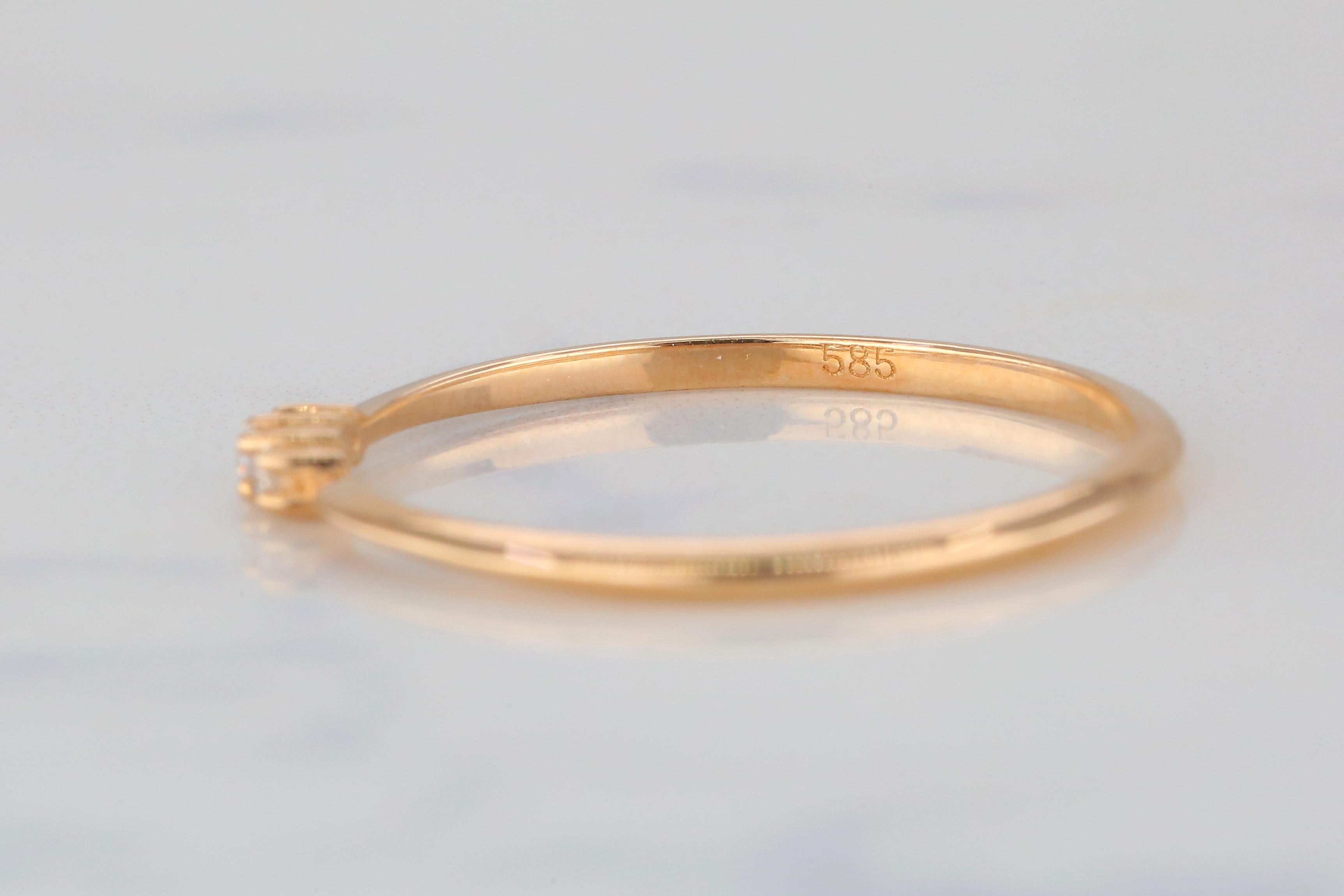 For Sale:  Round Diamond Trio Ring, 14k Solid Gold Ring, Dainty Ring, Minimalist Style Ring 6