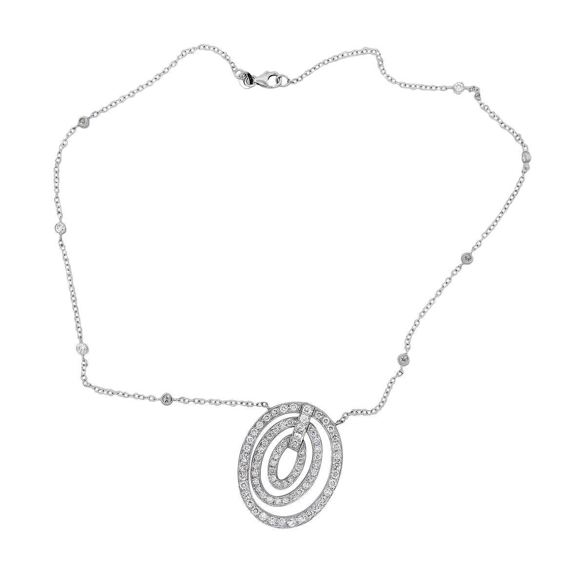 Round Cut Round Diamond Triple Circle Pendant Necklace
