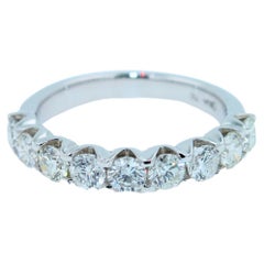 Round Diamond U Setting Eternity Stackable Wedding Band 18 Karat White Gold Ring