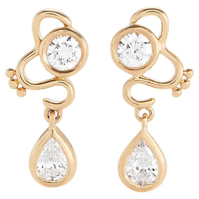 Jevela Gigi Round Diamond Wave Studs