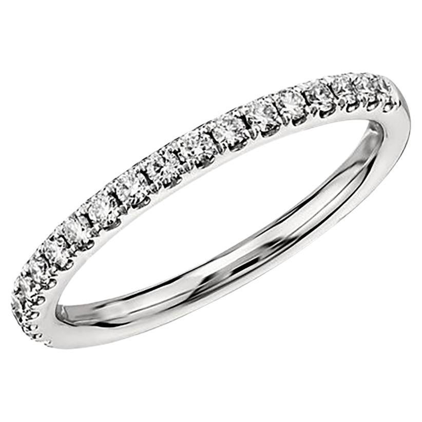 Round Diamond Wedding Band .35ct Pave 14k White Gold Stackable Anniversary Ring For Sale