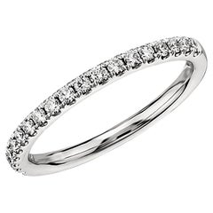 Round Diamond Wedding Band .55ct Pave 14k White Gold Stackable Anniversary Ring