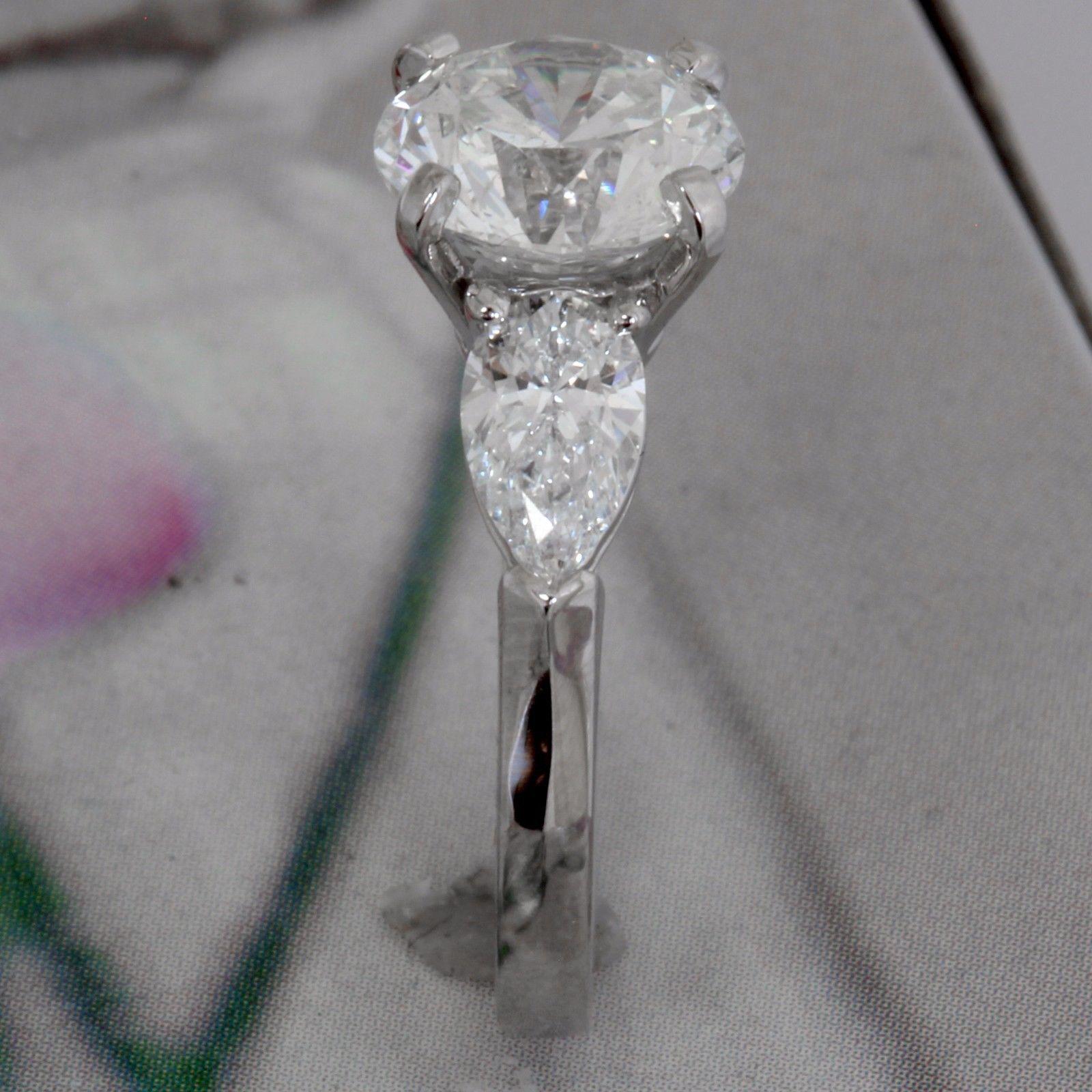 Contemporary Round Diamond / Wedding Engagement Ring, 2.2 Carat Three-Stone Ring For Sale