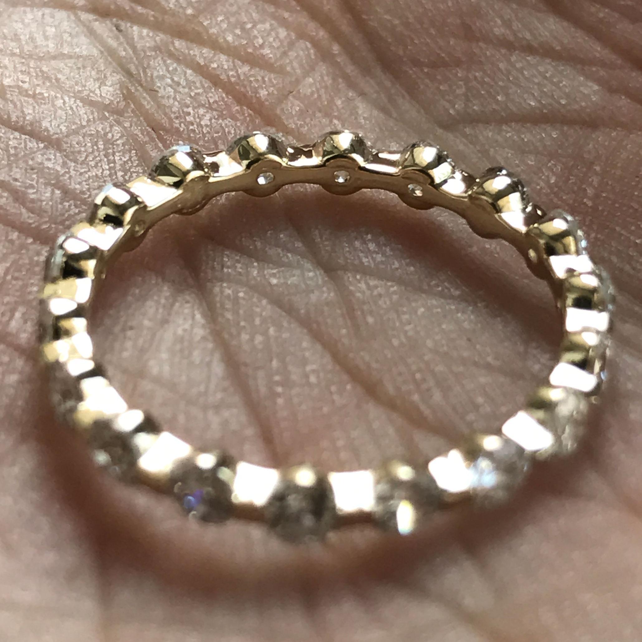 Round Cut Round Diamond Wedding Eternity Band 1.26 Carat TW, 14 Karat Gold, Ben-Dannie For Sale