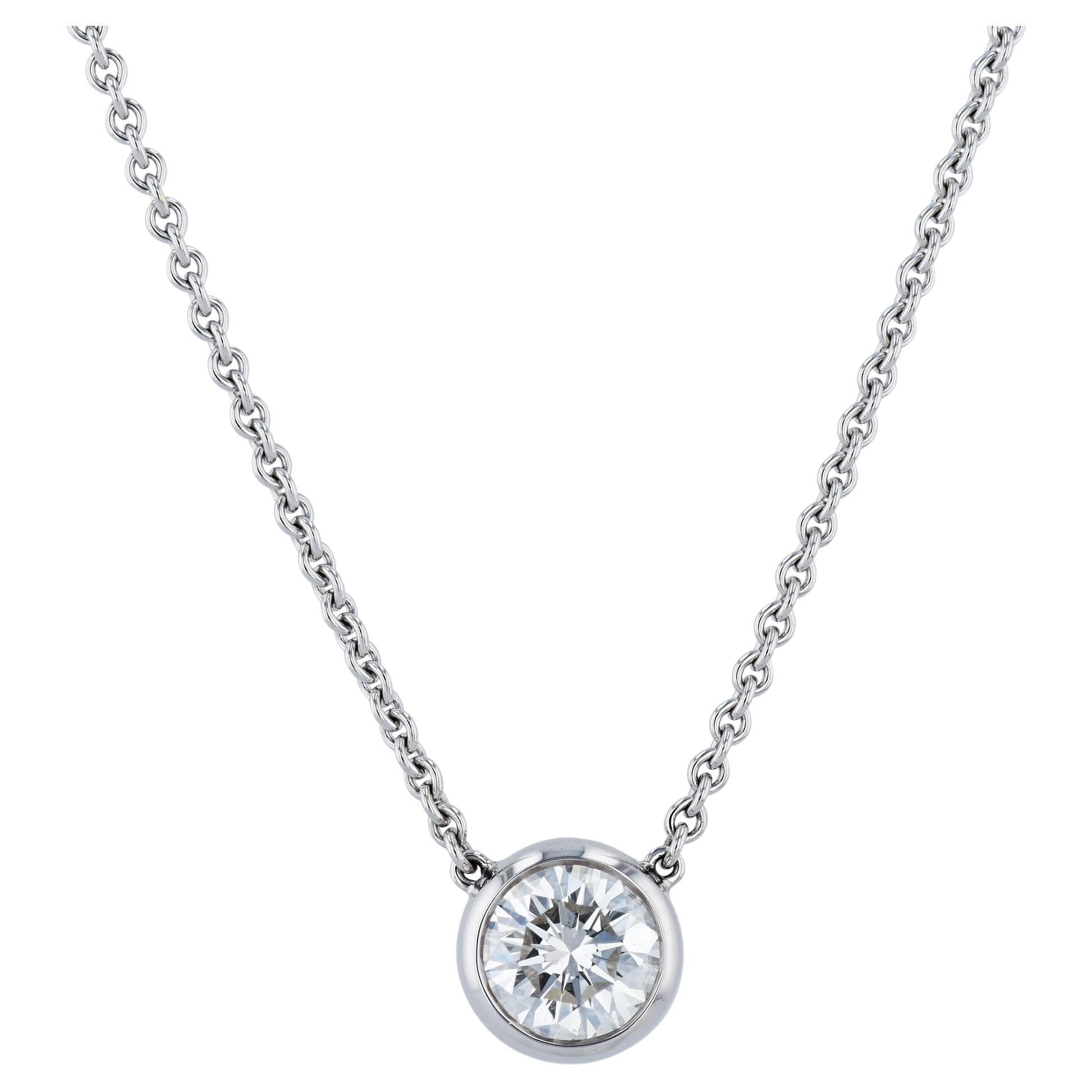 Round Diamond White Gold Pendant Necklace For Sale