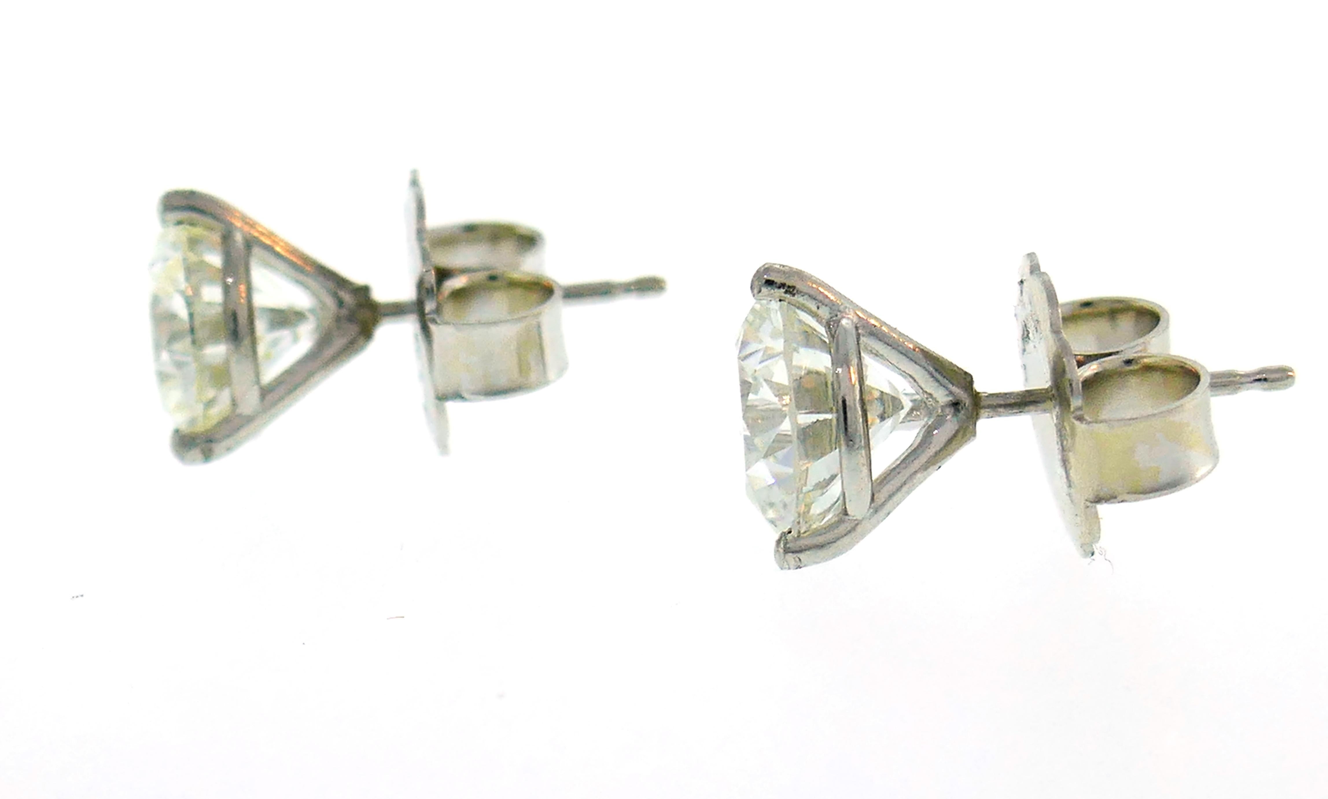 Old European Cut Round Diamond White Gold Stud Earrings