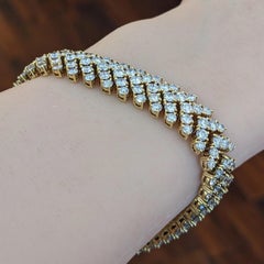 Round Diamond Wide Chevron Bracelet 11.5 ctw in 18k Yellow Gold