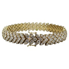 Round Diamond Wide Chevron Bracelet 11.5 ctw in 18k Yellow Gold