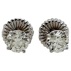 Round Diamonds 1.61 tcw Stud Earrings in 14kt White Gold
