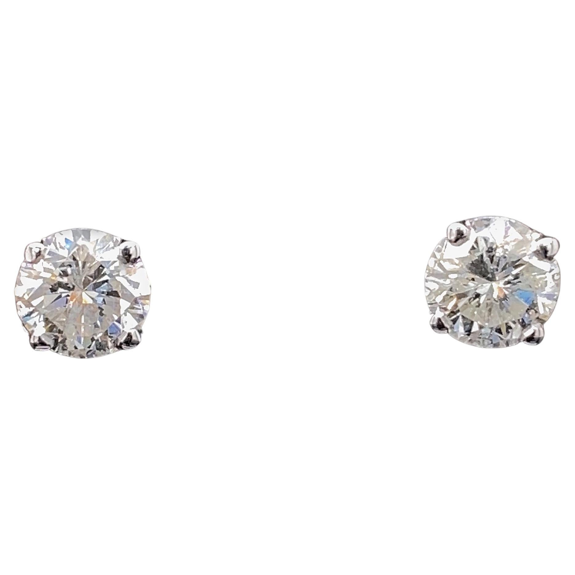 Princess Diamond Stud Earrings 1.00 tcw Double Prong Screw Backs 14kt