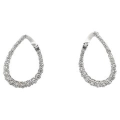 Round Diamonds 2.55 Carat Set in 14K White Gold Lever Back Earrings