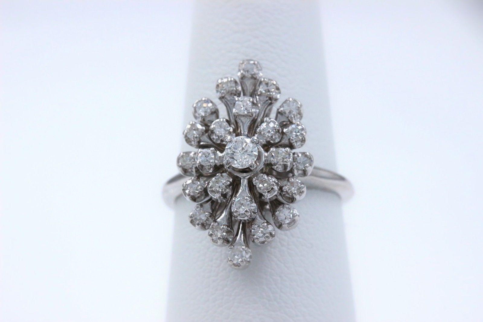 Round Diamonds 3-Tier Starburst Cocktail Ring 0.56 Carat Set in 14 Karat Gold In Excellent Condition In San Diego, CA