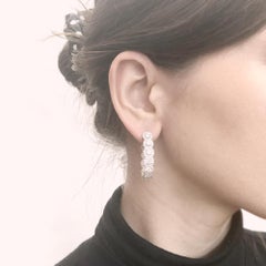 Round Diamonds 7.23 Carat Half Loop 18 Karat Gold Earrings
