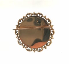 Round Diamonds, Enamel and Yellow Gold 18 Karat Brooch