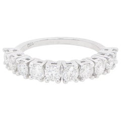 Round Diamonds Half Eternity Band Ring 1.43 Carats Total 18K White Gold