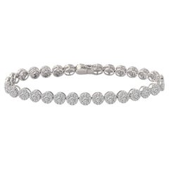 Bracelet tennis avec halo de diamants ronds de 5,51 carats