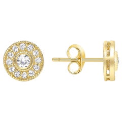 Orecchini a lobo in oro 14K con diamanti rotondi Push Back