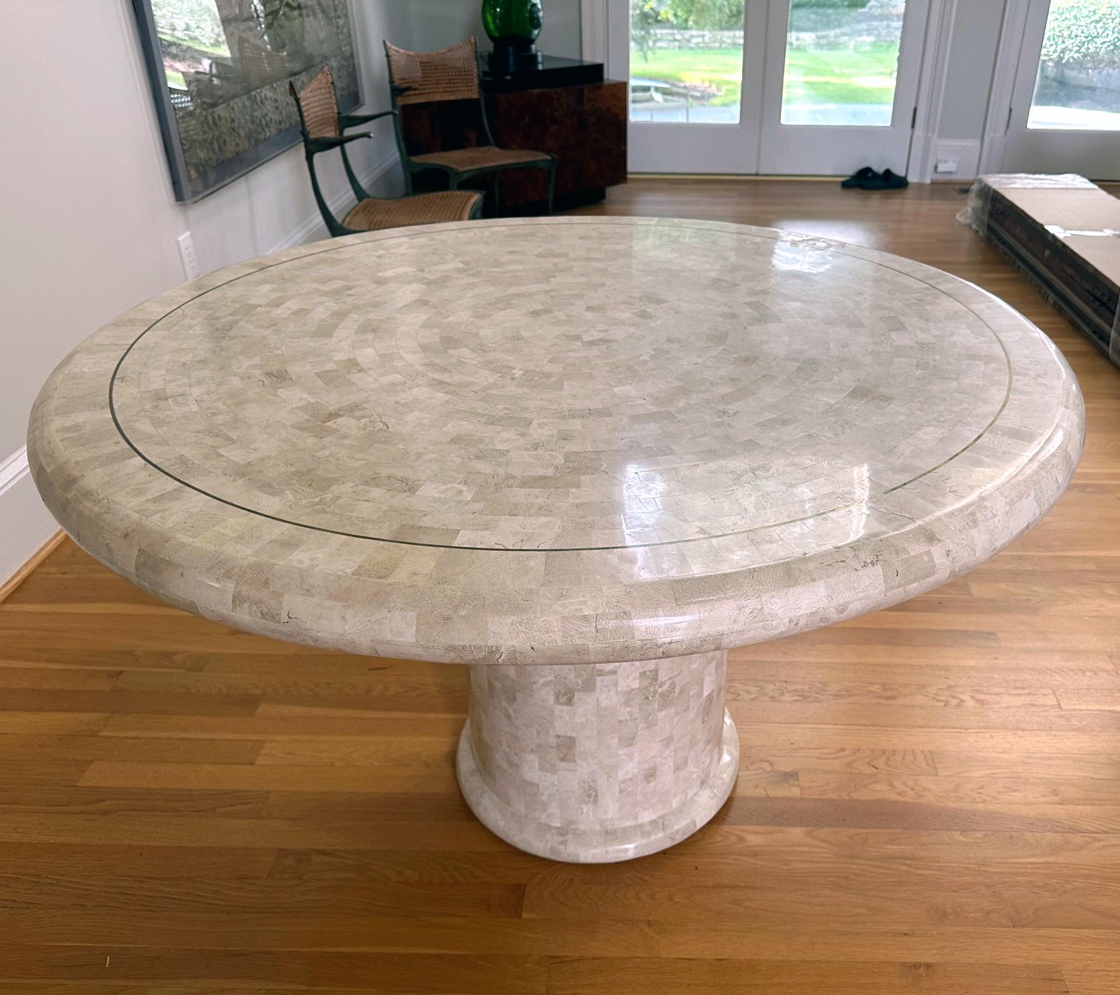 Round Dining Center able with Stone Mosaic Surface by Karl Springer In Good Condition In Atlanta, GA