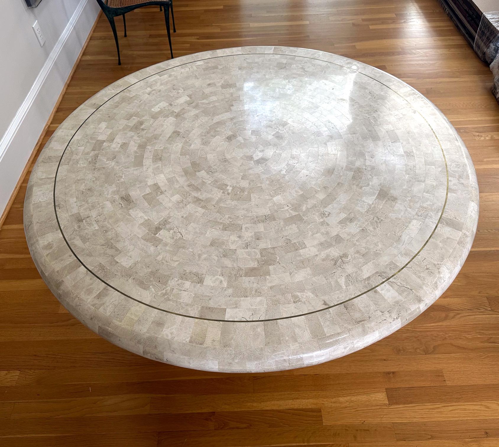 Late 20th Century Round Dining Center able with Stone Mosaic Surface by Karl Springer