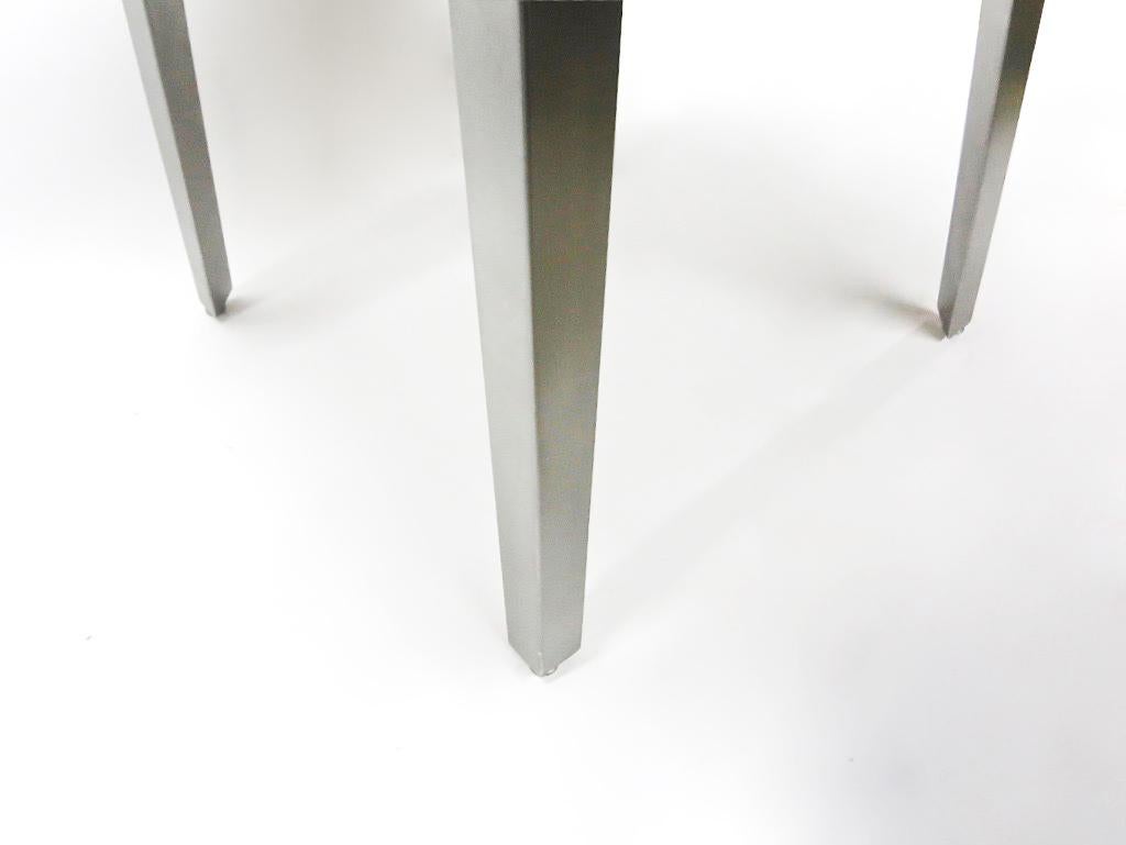 Contemporary Round Dining / Center Table in Brushed Steel, NYC Circa 2005 For Sale