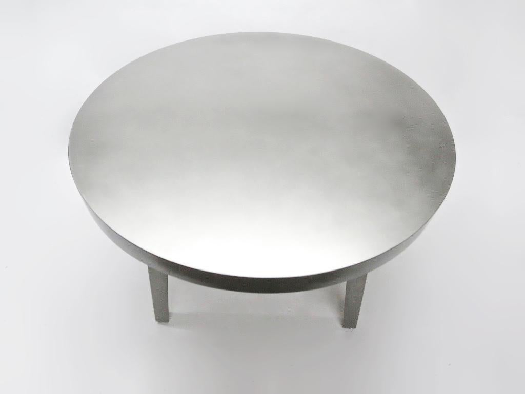 Round Dining / Center Table in Brushed Steel, NYC Circa 2005 For Sale 1