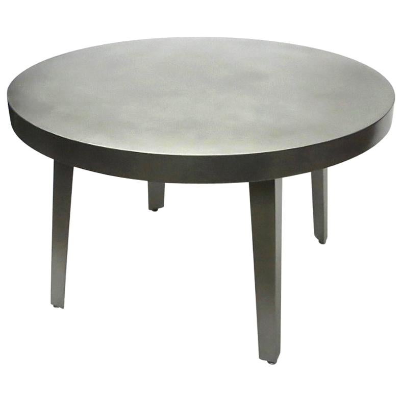 Round Dining / Center Table in Brushed Steel, NYC Circa 2005 For Sale