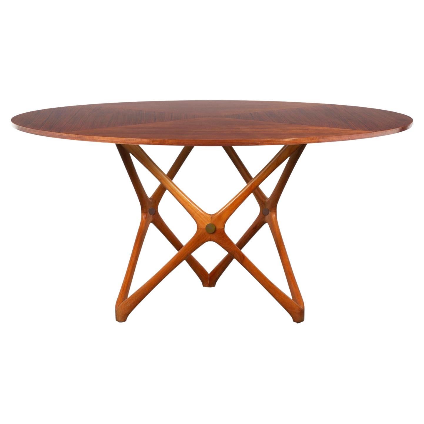 Round Dining/Center Table, Solid Wood Base Structure, Veneered Wood Top, Bespoke For Sale