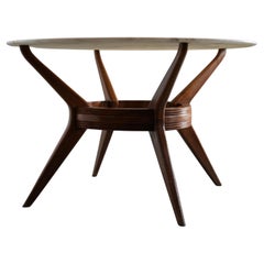 Used Round Dining Room Table in Walnut and Marble by Ariberto Colombo, Italy, 1950's