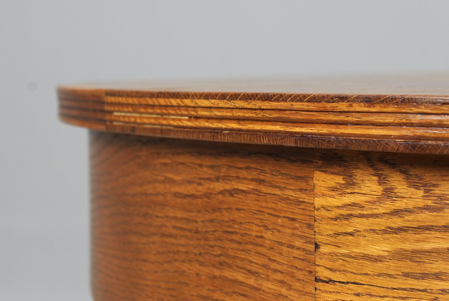 Round Dining Room Table with Special Enlarging Mechanism, Oak, 1920s 1