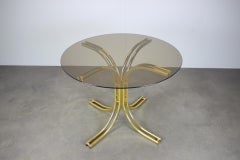 Round Dining Table Brass and Glass / Italy, 1980s