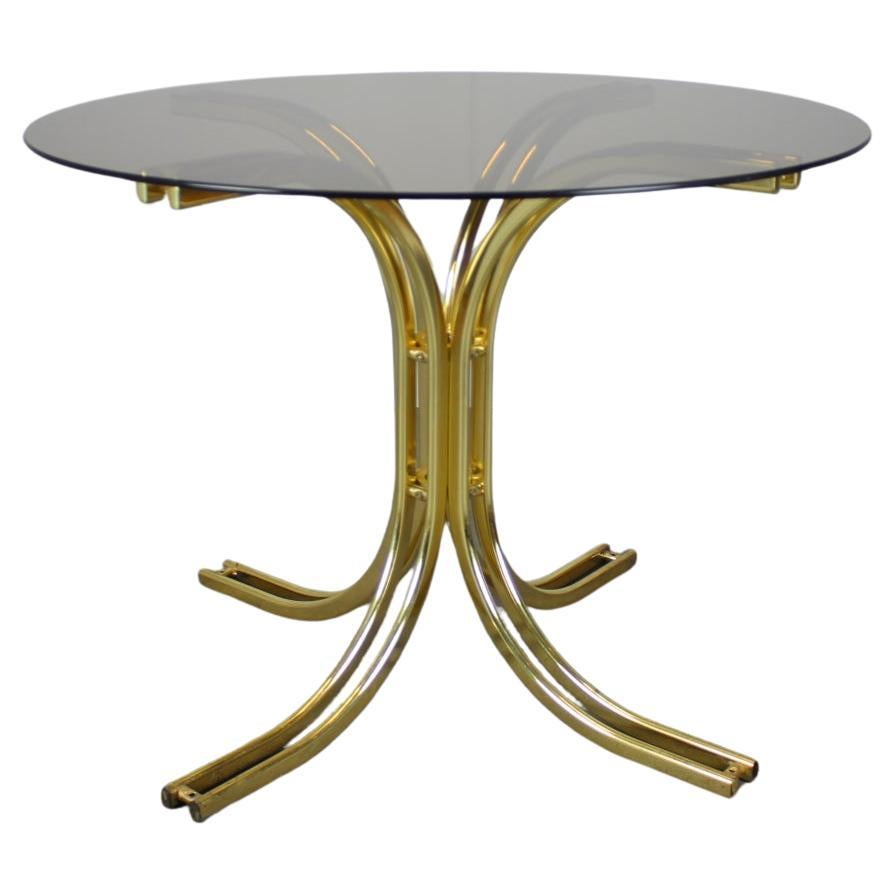 Round Dining Table Brass and Glass / Italy, 1980s