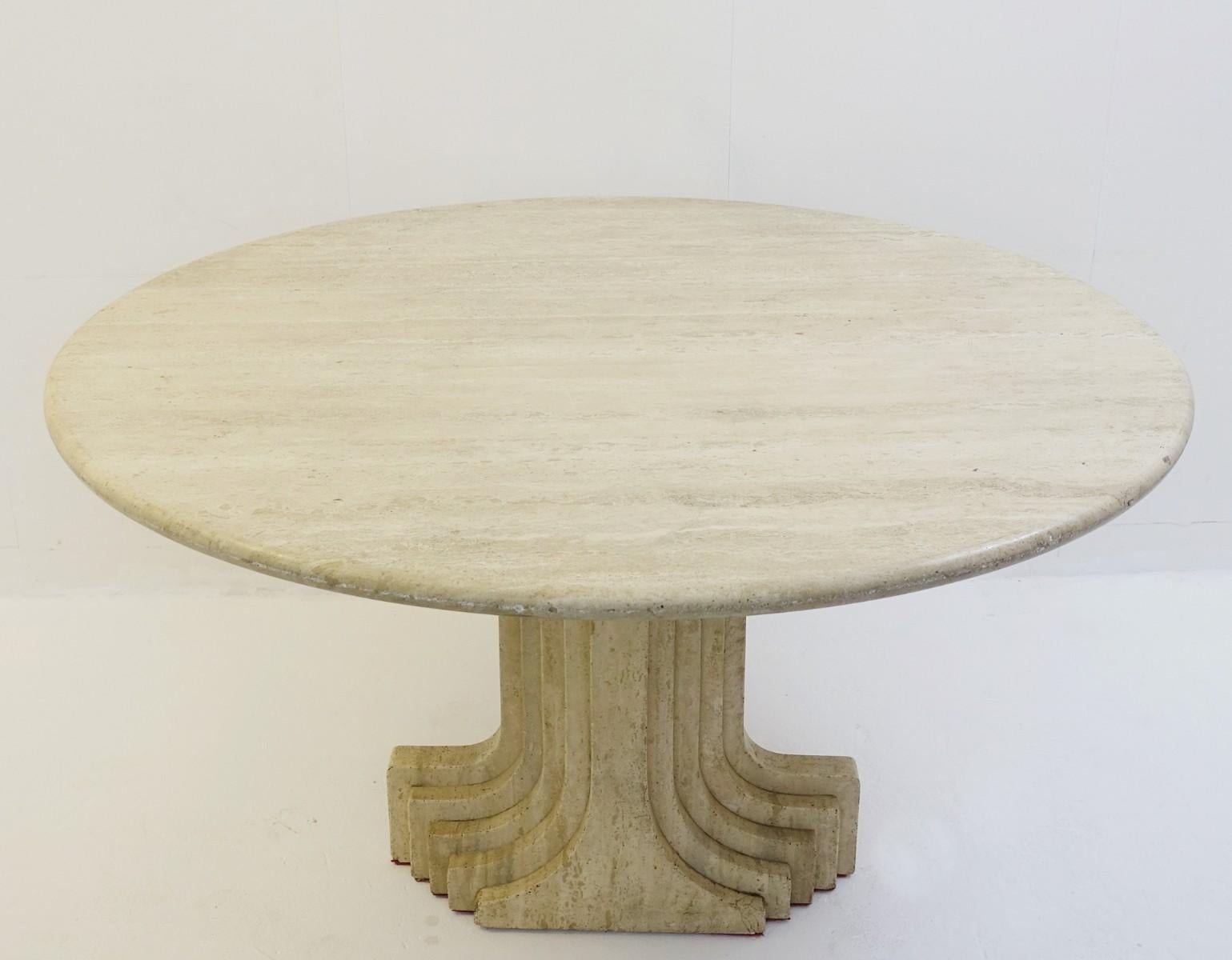 Round dining table by Carlo Scarpa, Italy, 1970s.