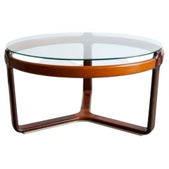Table de salle à manger ronde Collezioni Ceccotti avec plateau en verre et cadre en bois