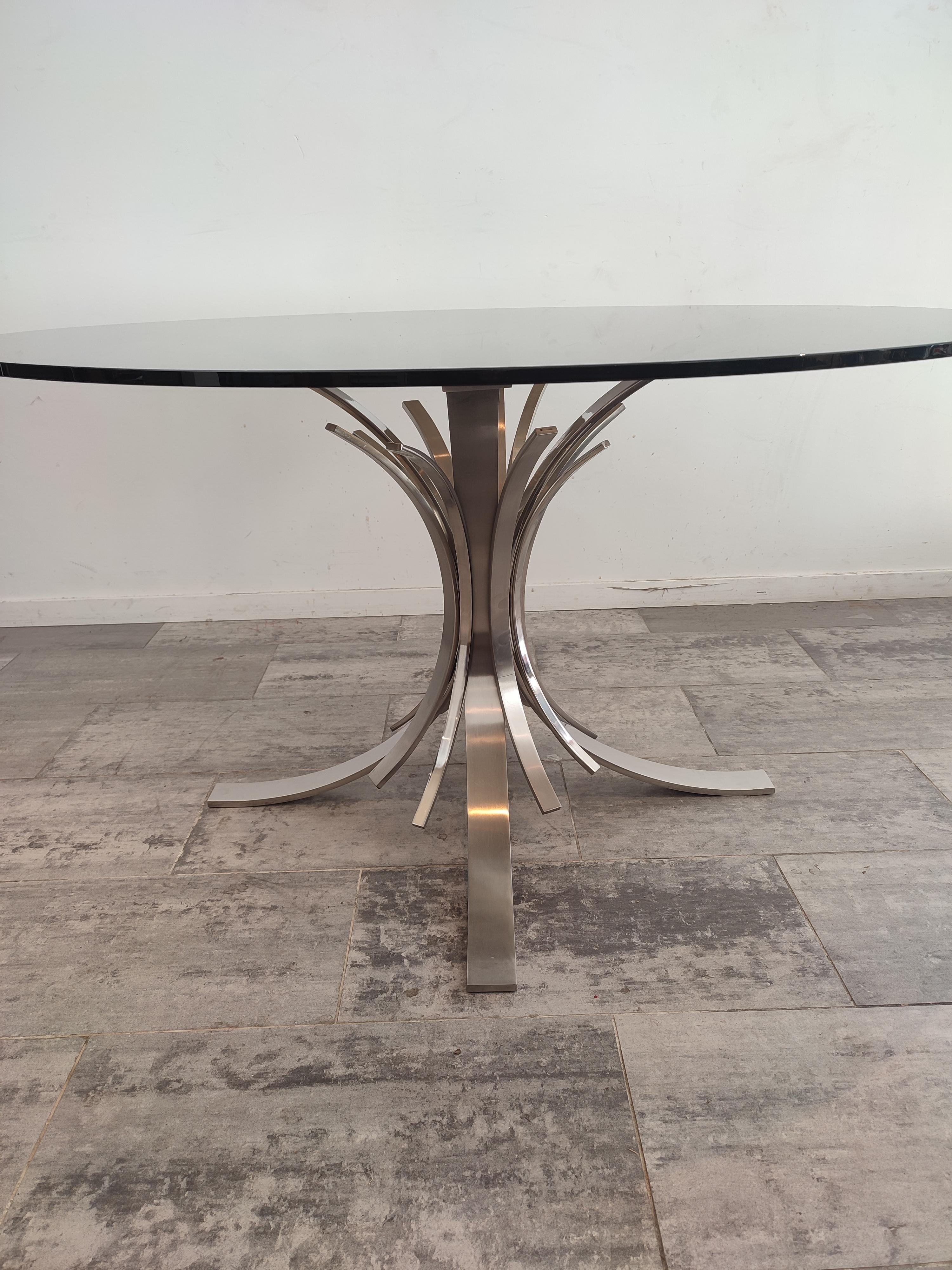 Very exclusive round dining table by Maria Pergay, France, 1970s.