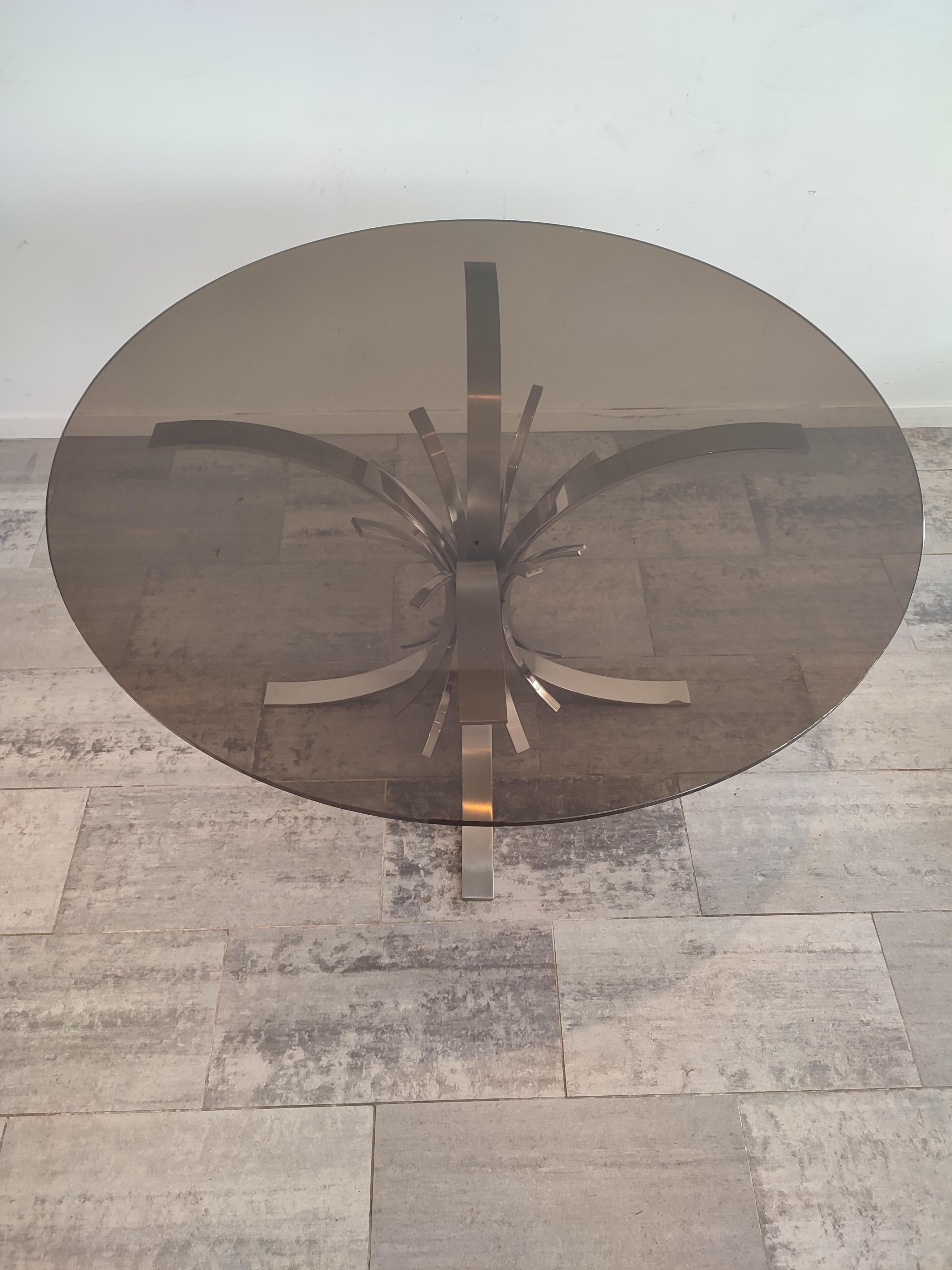 Metal Round Dining Table by Maria Pergay, France, 1970s For Sale