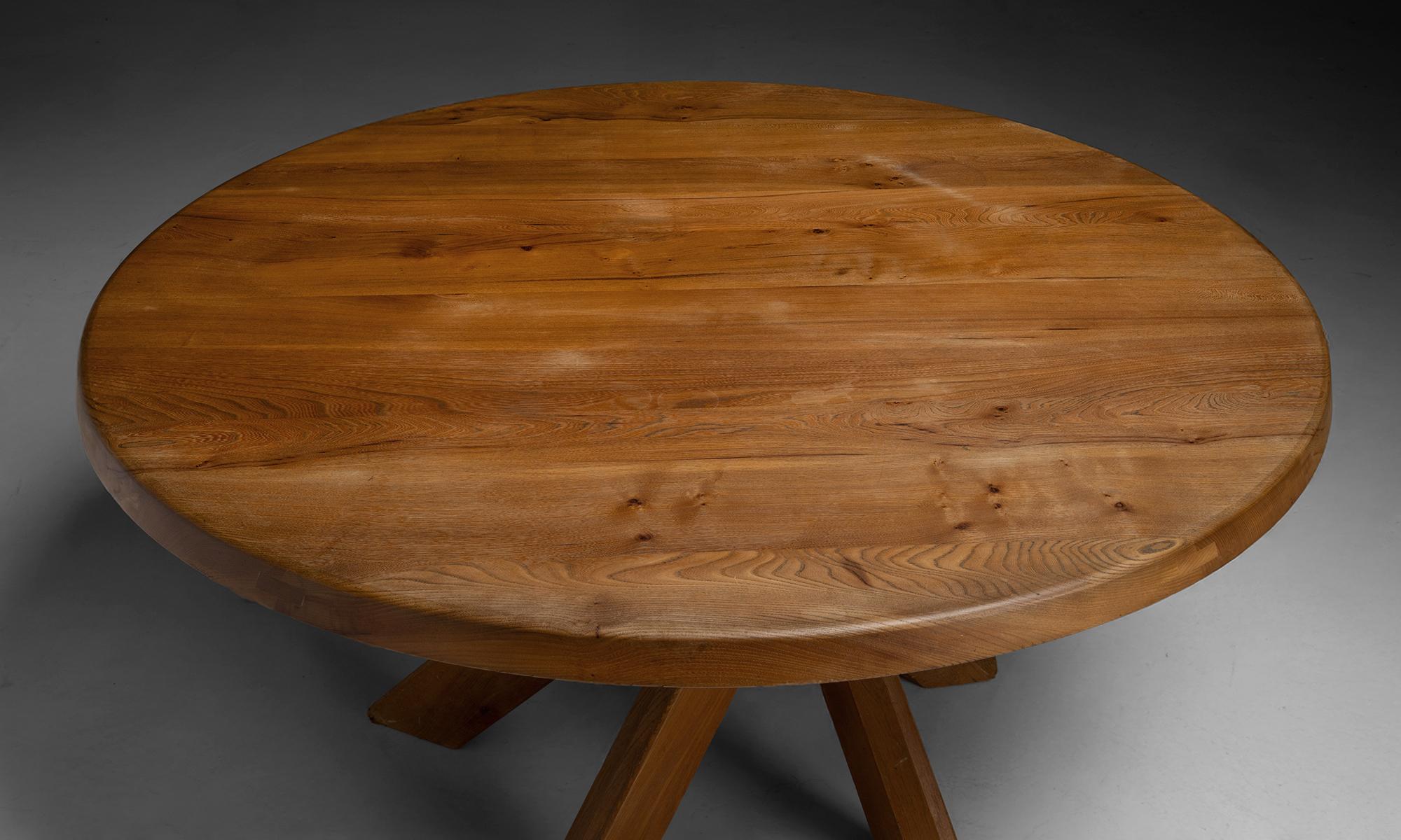 French Round Dining Table by Pierre Chapo, France circa 1970 For Sale