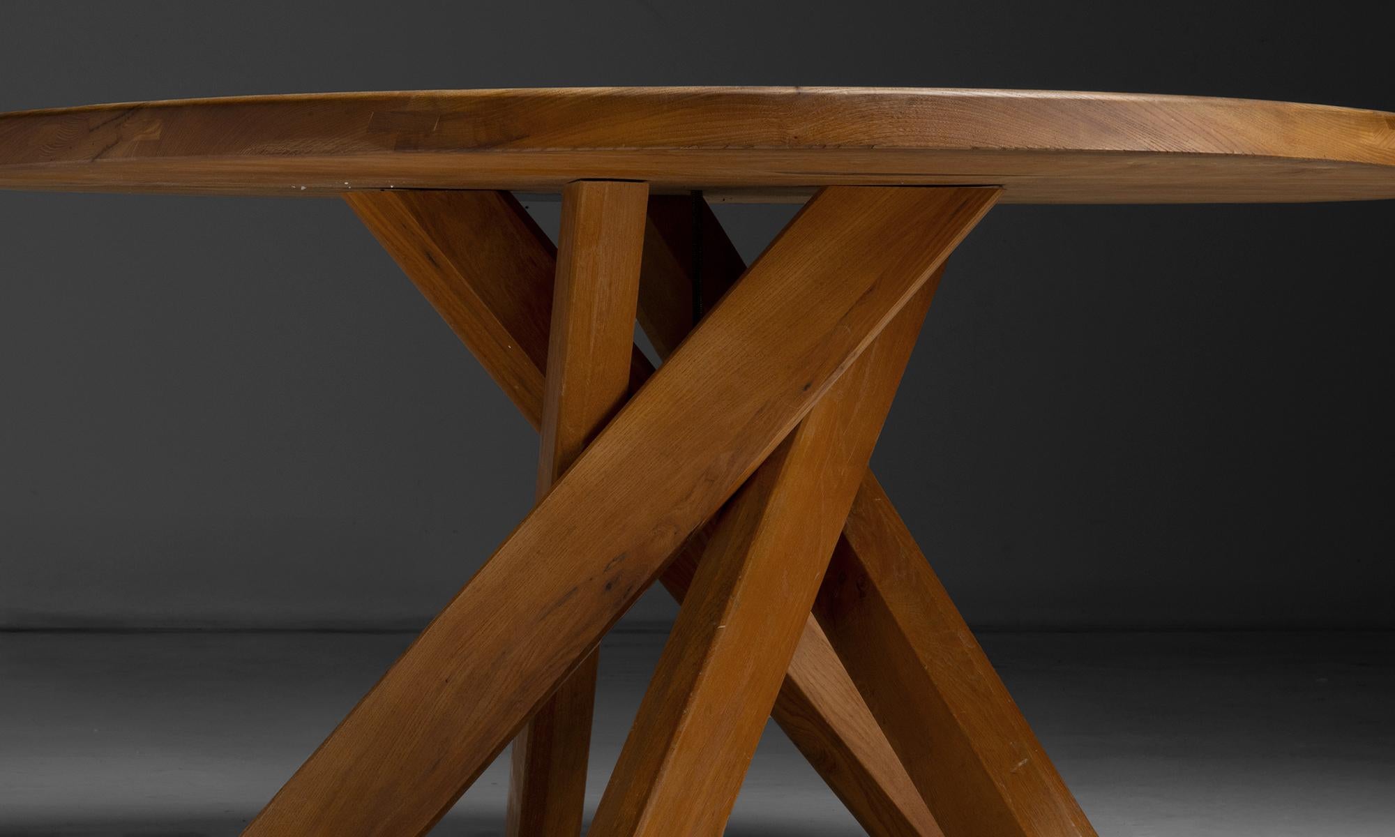 Round Dining Table by Pierre Chapo, France circa 1970 In Good Condition For Sale In Culver City, CA