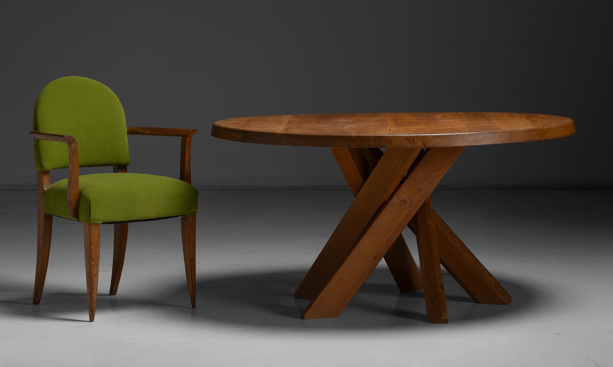 Late 20th Century Round Dining Table by Pierre Chapo, France circa 1970 For Sale