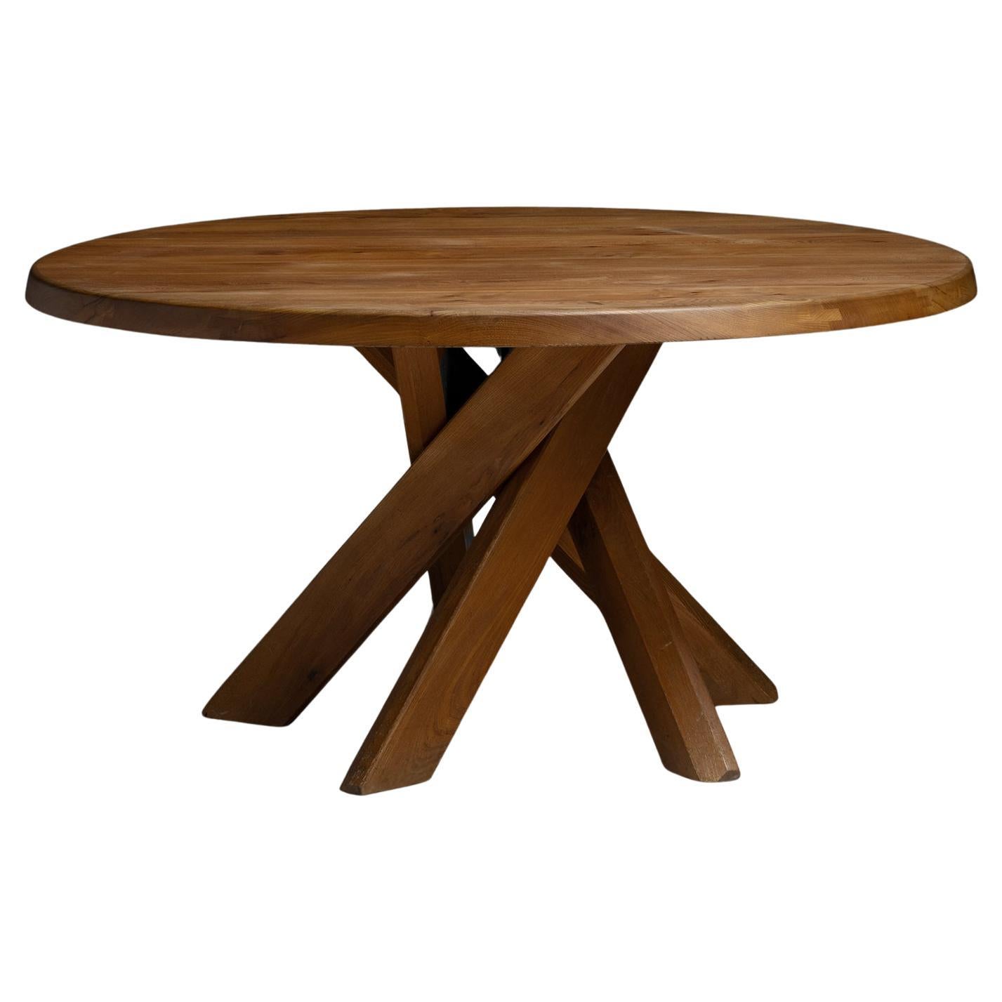 Round Dining Table by Pierre Chapo, France circa 1970 For Sale