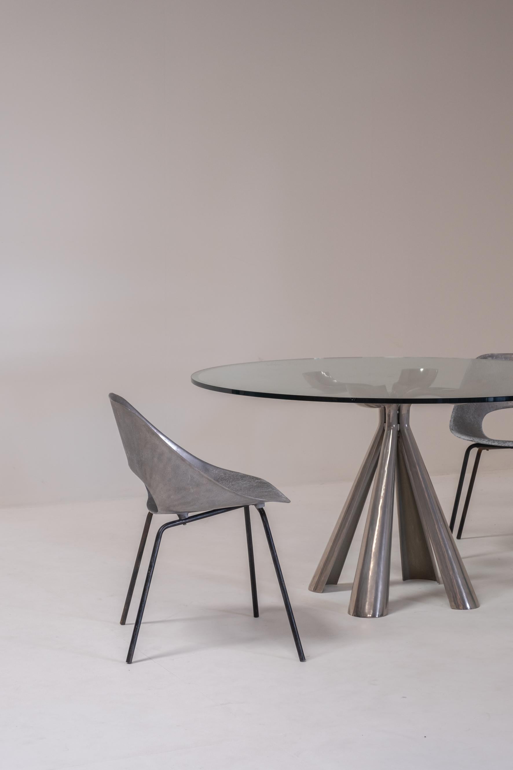 Italian Round dining table by Vittorio Introini for Saporiti, Italy, 1970s