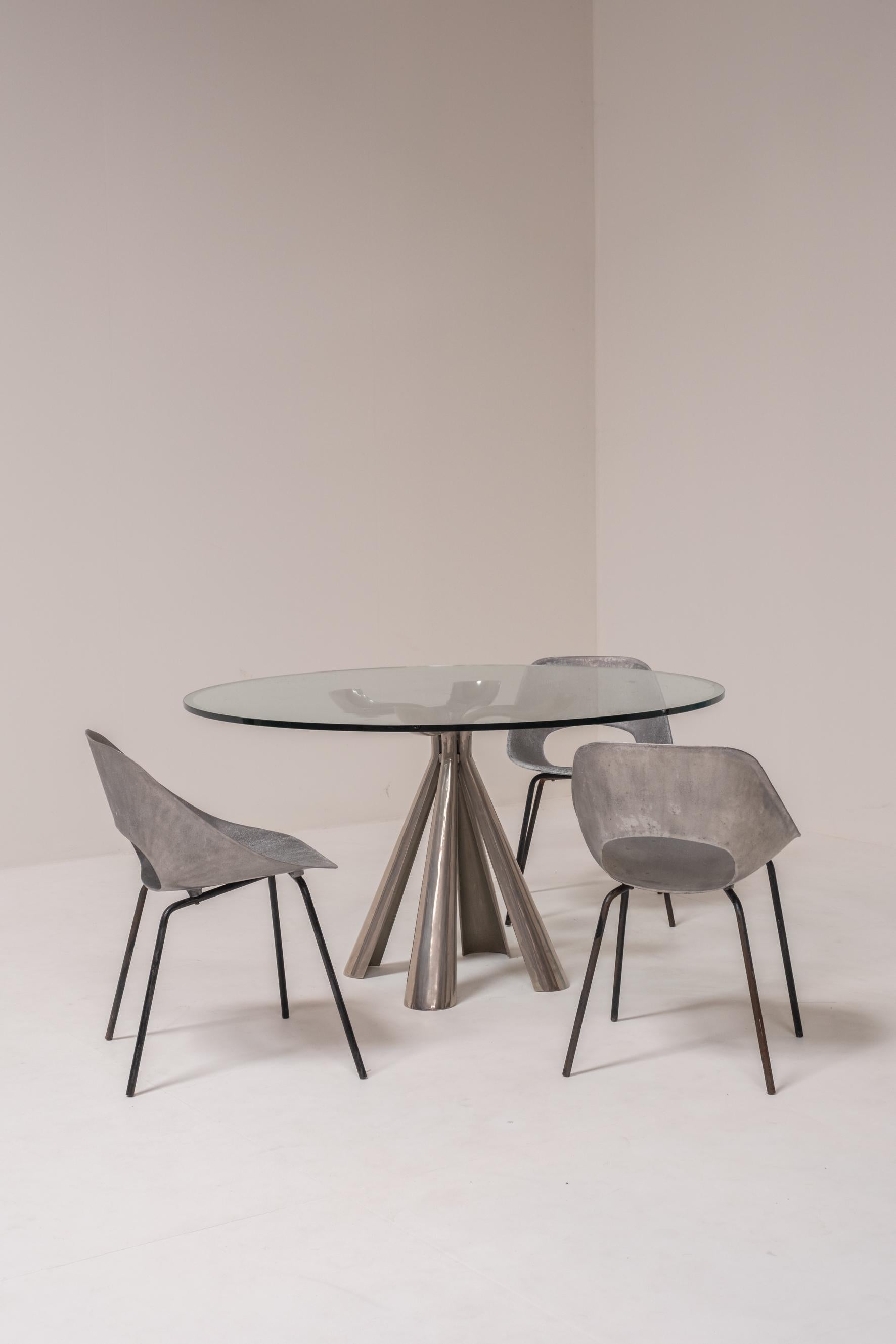 Metal Round dining table by Vittorio Introini for Saporiti, Italy, 1970s