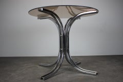 Round Dining Table Chnrome and Glass / Italy, 1980s