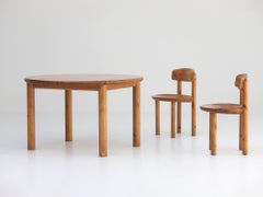 Vintage Round Dining Table in Pinewood Designed by Rainer Daumiller, 1970s