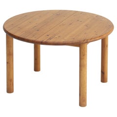 Vintage Round Dining Table in Pinewood Designed by Rainer Daumiller, 1970s