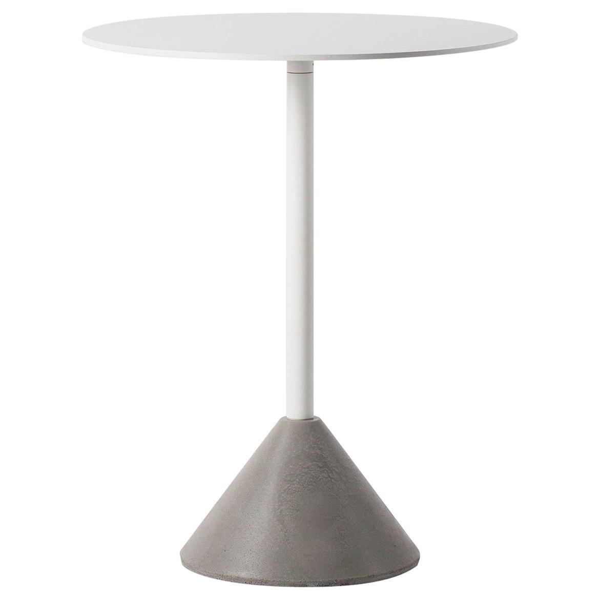 Table de salle à manger ronde 'DING' en béton et aluminium 'White' en vente