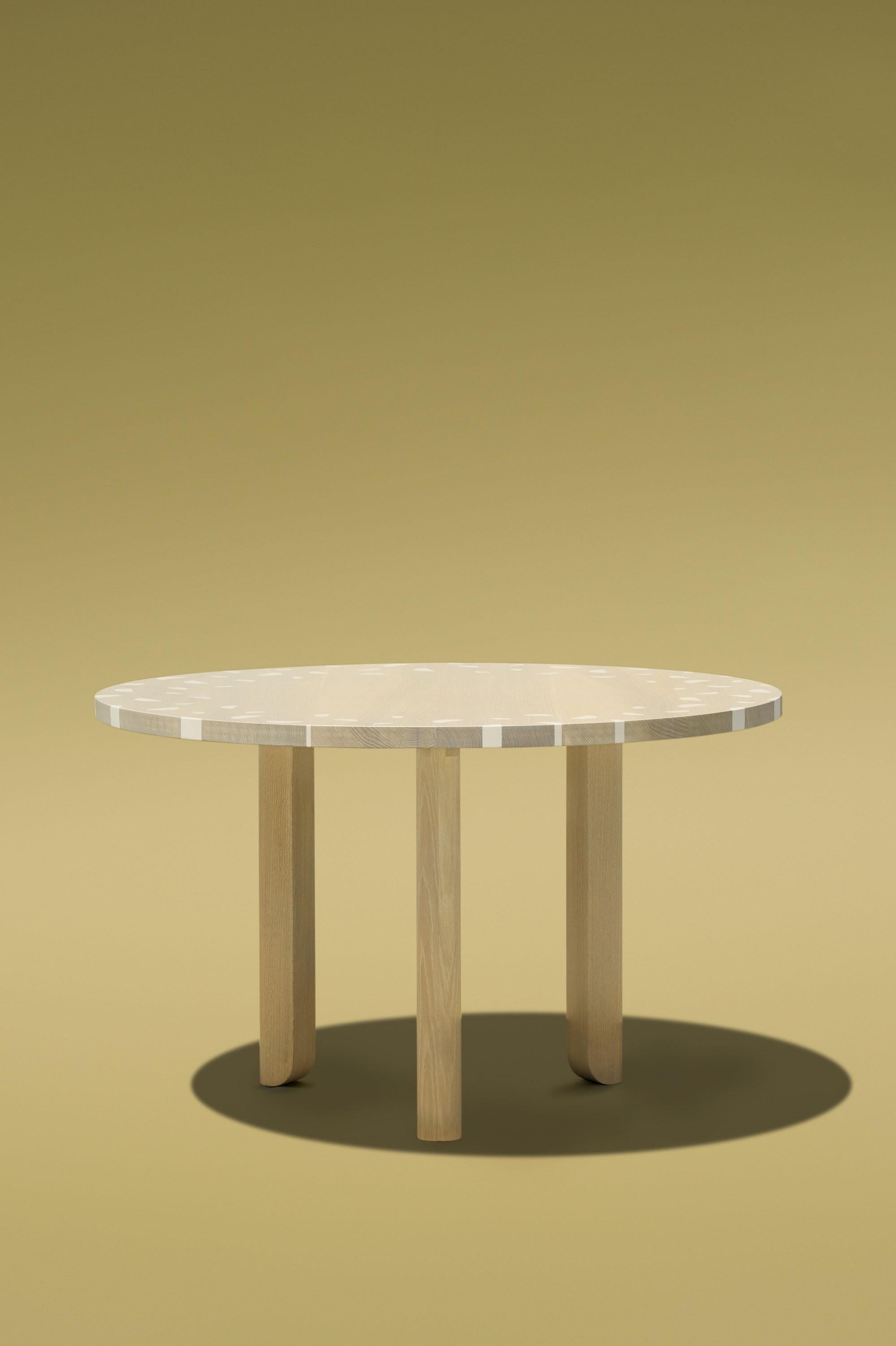 American Contemporary Bleached White Oak / Epoxy-Inlay Dining Table - HACHIGRAM Table For Sale