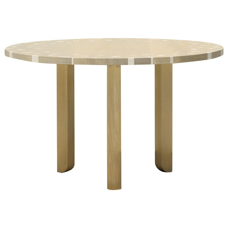 Contemporary Bleached White Oak / Epoxy inlay Dining Table by Hachi