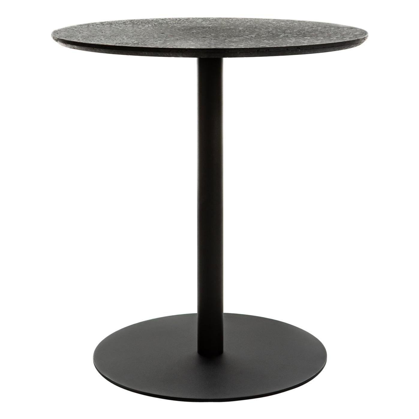 Table à manger ronde 'I' en terrazzo noir en vente